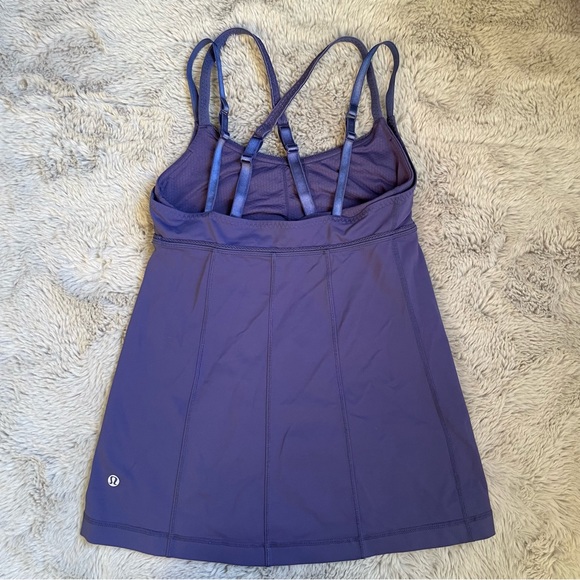 Lululemon Warrior 1 Double Strap Yoga Workout hot Tank Top size 4 purple layered - Picture 8 of 15
